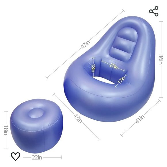 Pearl Blue BBL Inflatable Chair with Air Pump for After Butt Surgery Recovery - Picture 1 of 3